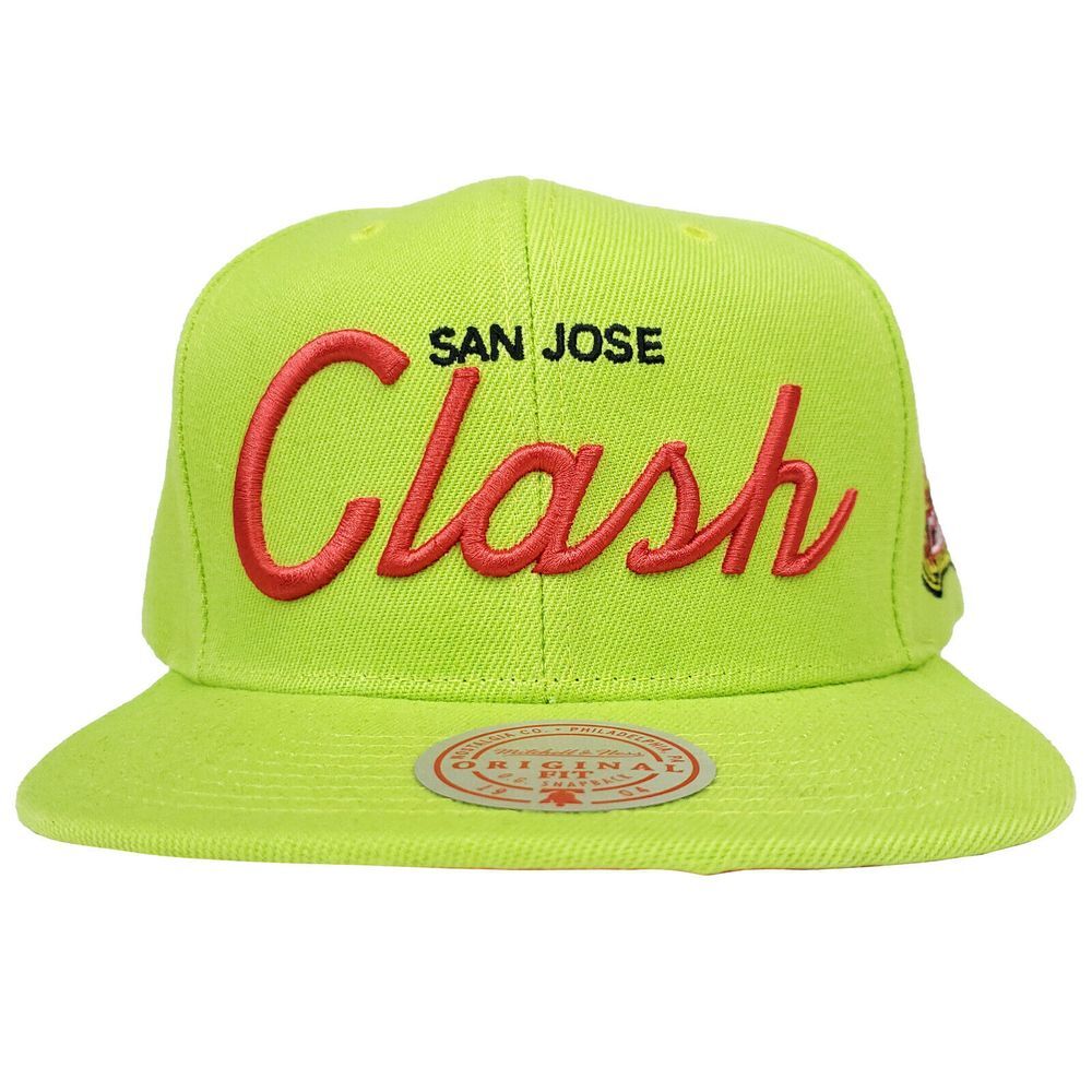 San Jose Clash Mitchell & Ness MLS Snapback Hat Cap 3D Script Logo Green New‎